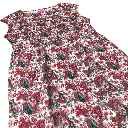 Boden Floral Print Dress Women's Short Sleeve Cotton White Red Green UK22