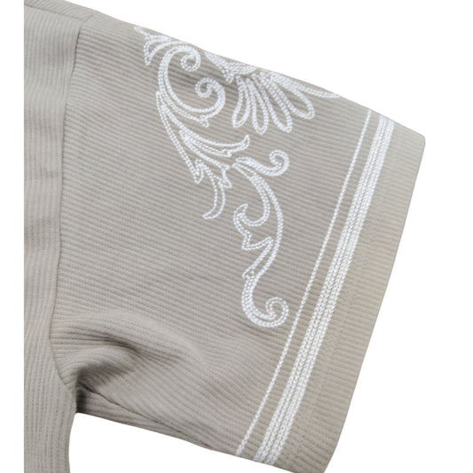 River Island X-Large Polo Shirt Men's Embroidered Design Light Beige Casual