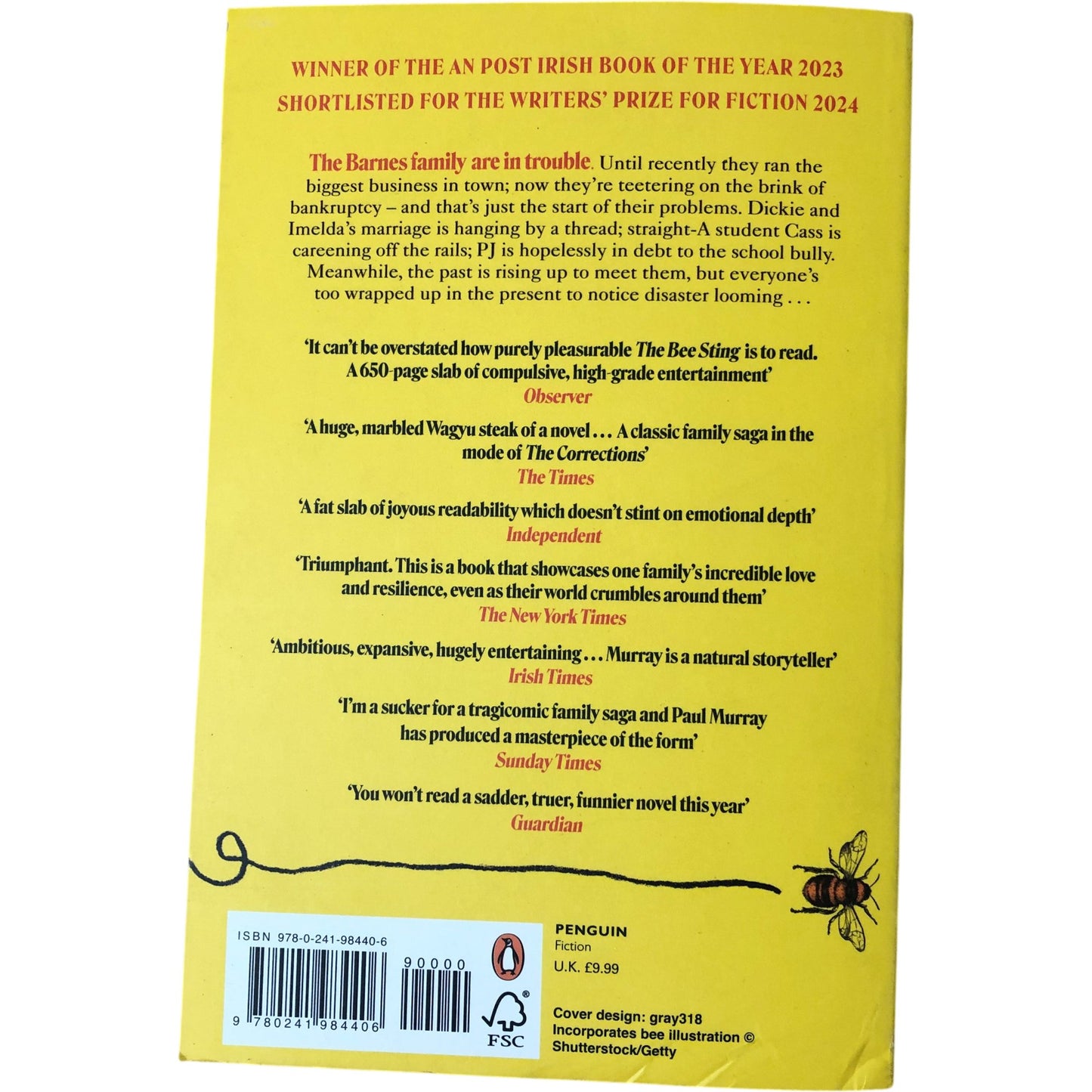 Paul Murray The Bee Sting Paperback