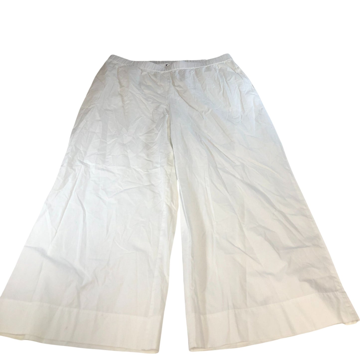 Tommy Hilfiger Wide Leg Trousers Women's White Cotton Elasticated Waist UK20