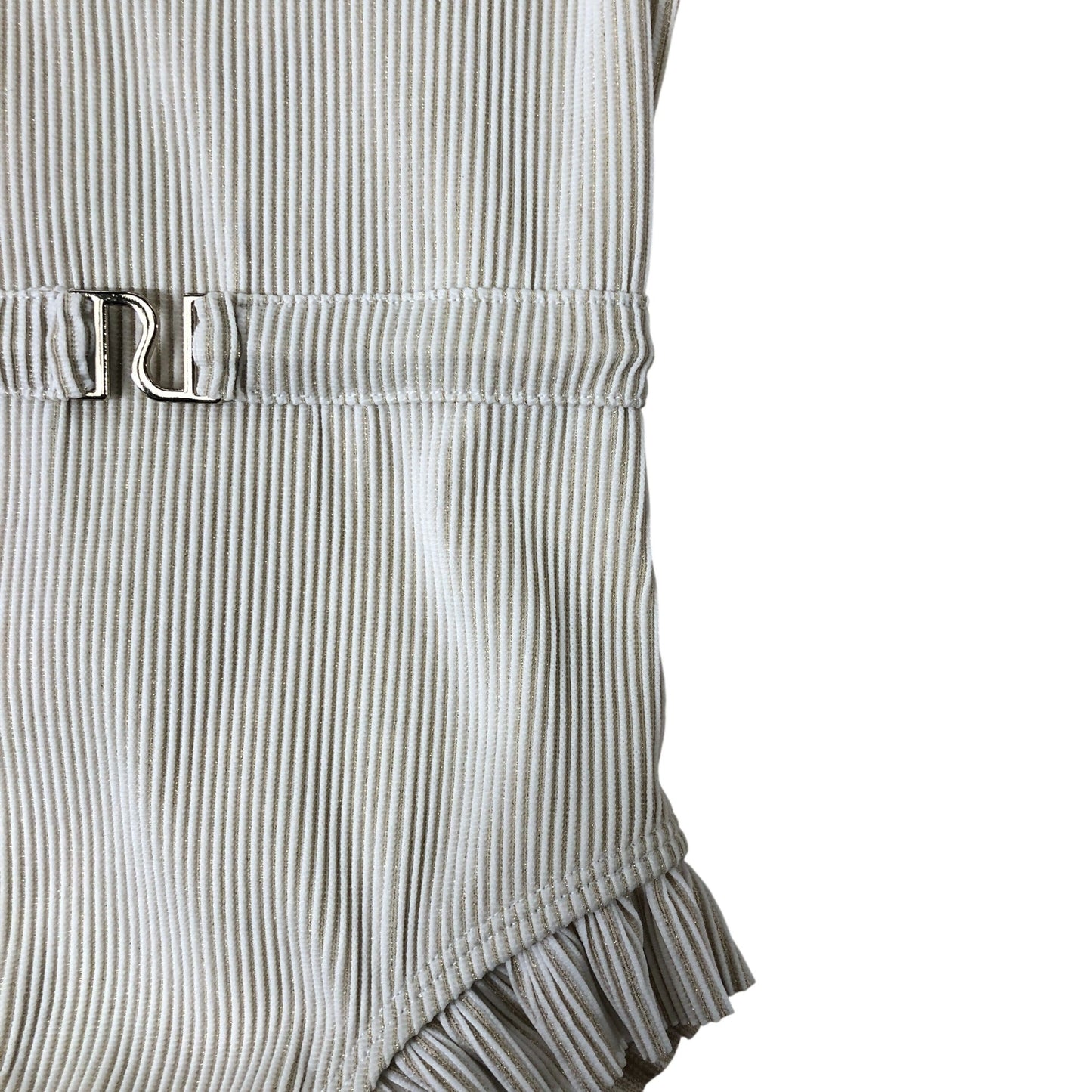 River Island Girls One-Piece Swimsuit Size 12-18 Months Cream Striped Ruffles