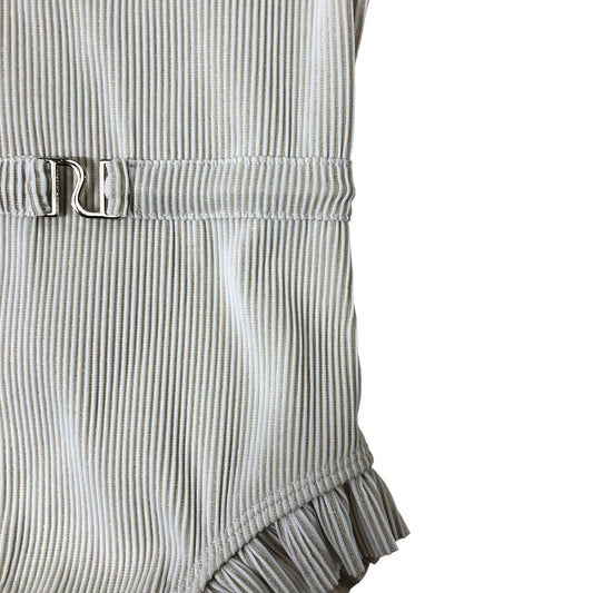 River Island Girls One-Piece Swimsuit Size 12-18 Months Cream Striped Ruffles