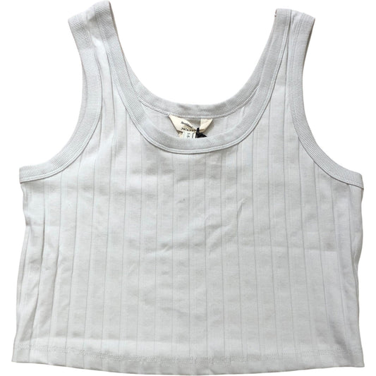 River Island Relaxed Fit Crop Top Size L Women's Light Grey Ribbed
