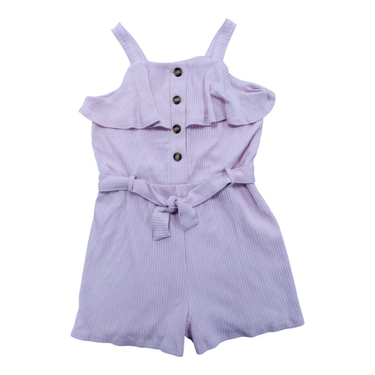 River Island Girls Pink Striped Playsuit 7-8Yrs Summer Ruffle Sleeves