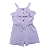 River Island Girls Pink Striped Playsuit 7-8Yrs Summer Ruffle Sleeves