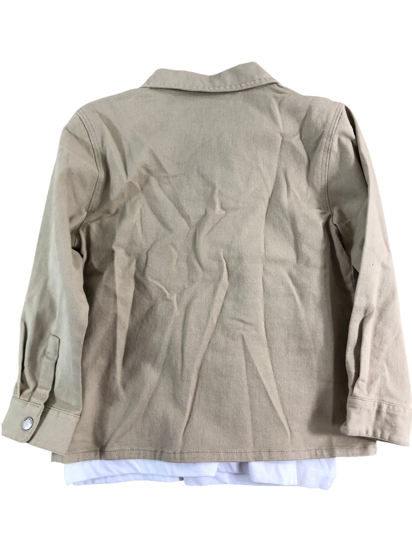 River Island 7-8 Years Boys Jacket Beige Cotton Casual Button Up Outerwear