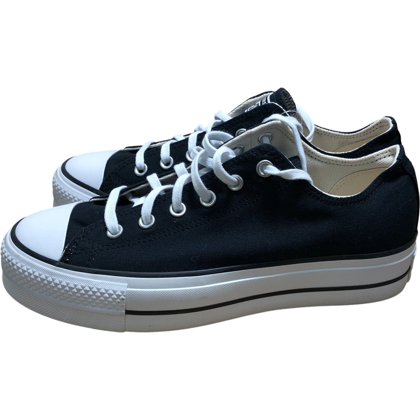 Converse All Star Black Canvas Trainers UK8 Women's Classic Style Thick Sole