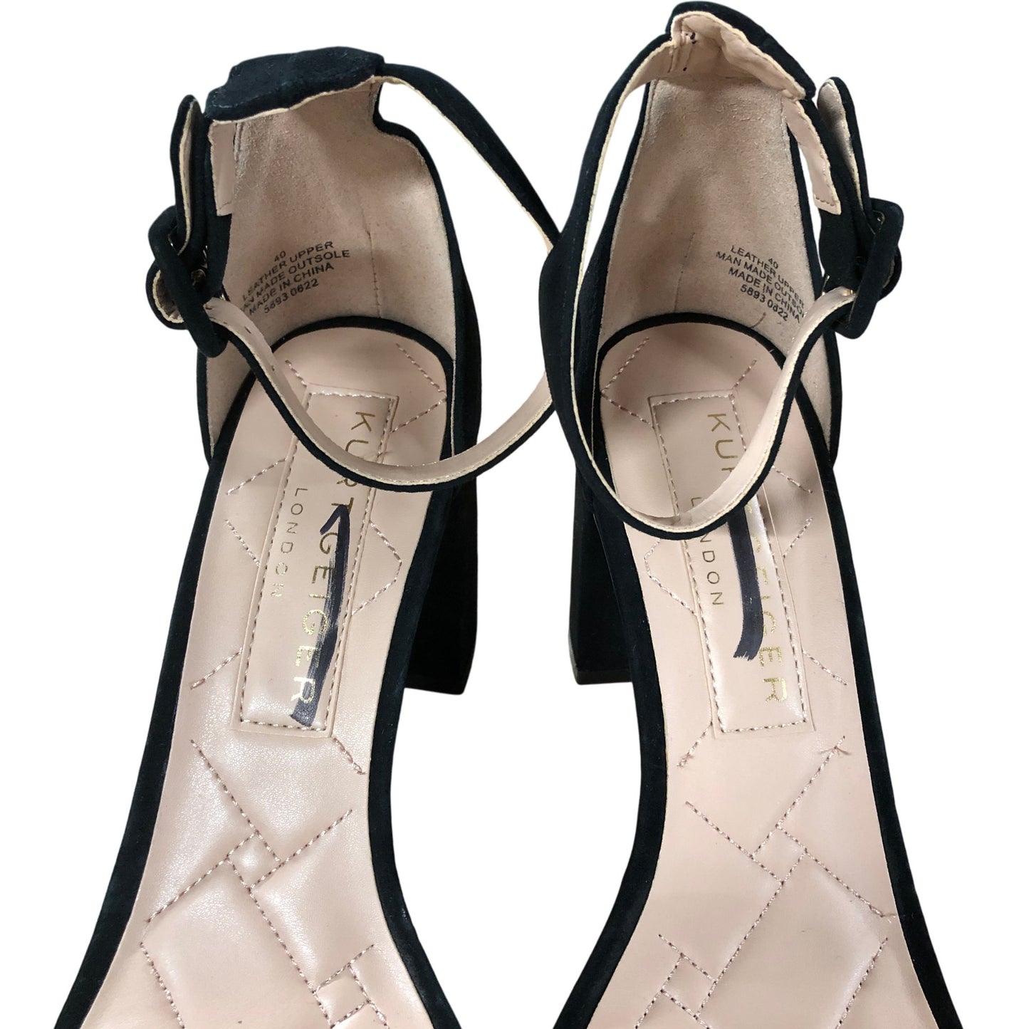 Kurt Geiger London Black Suede Block Heel Sandals Size 7 UK Women's Footwear