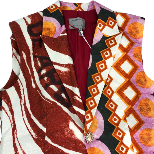 River Island Colourful Printed Sleeveless Blazer Women's Size Medium