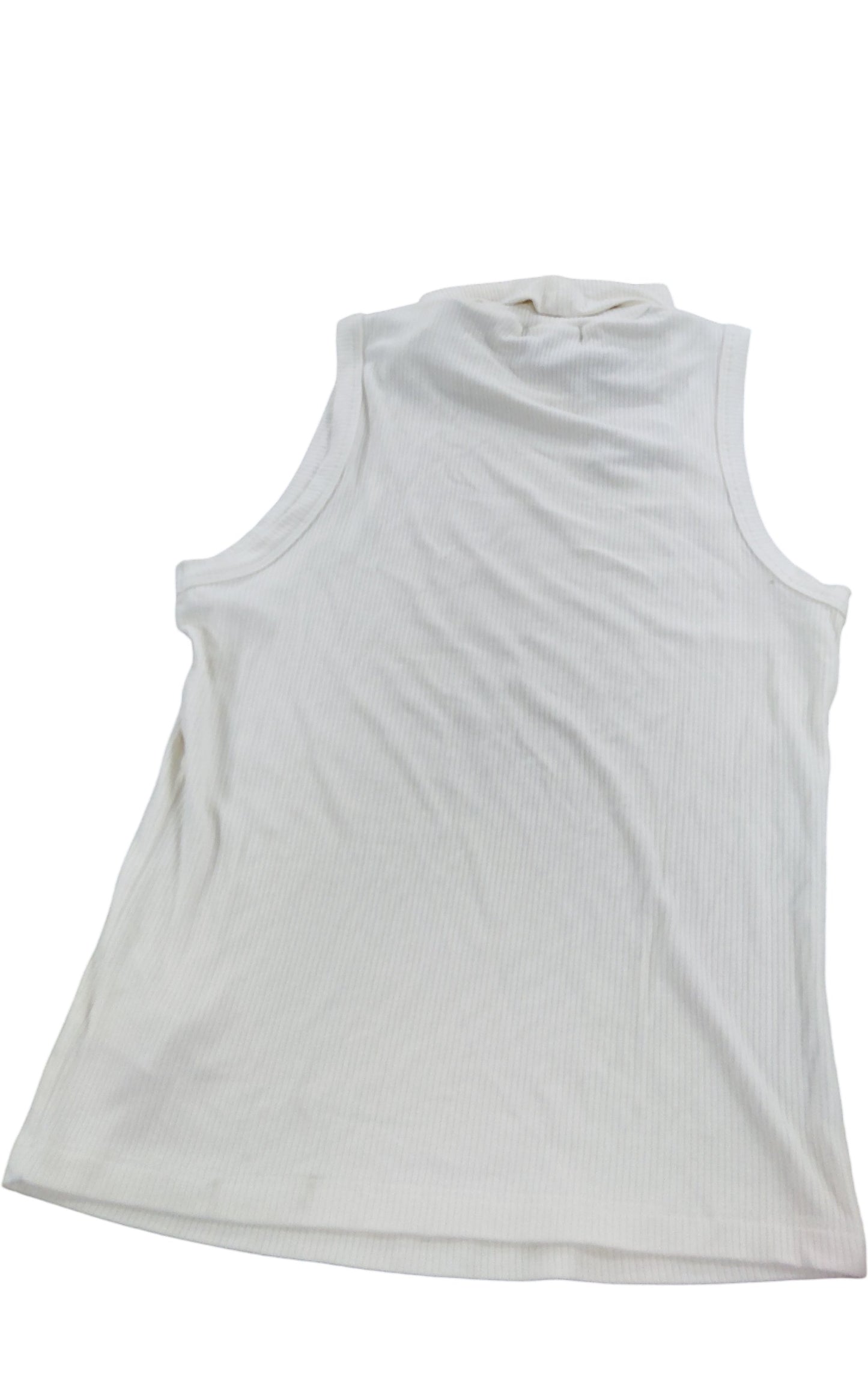 River Island Women's Ribbed High Neck Sleeveless Top UK10 Cream Casual Style