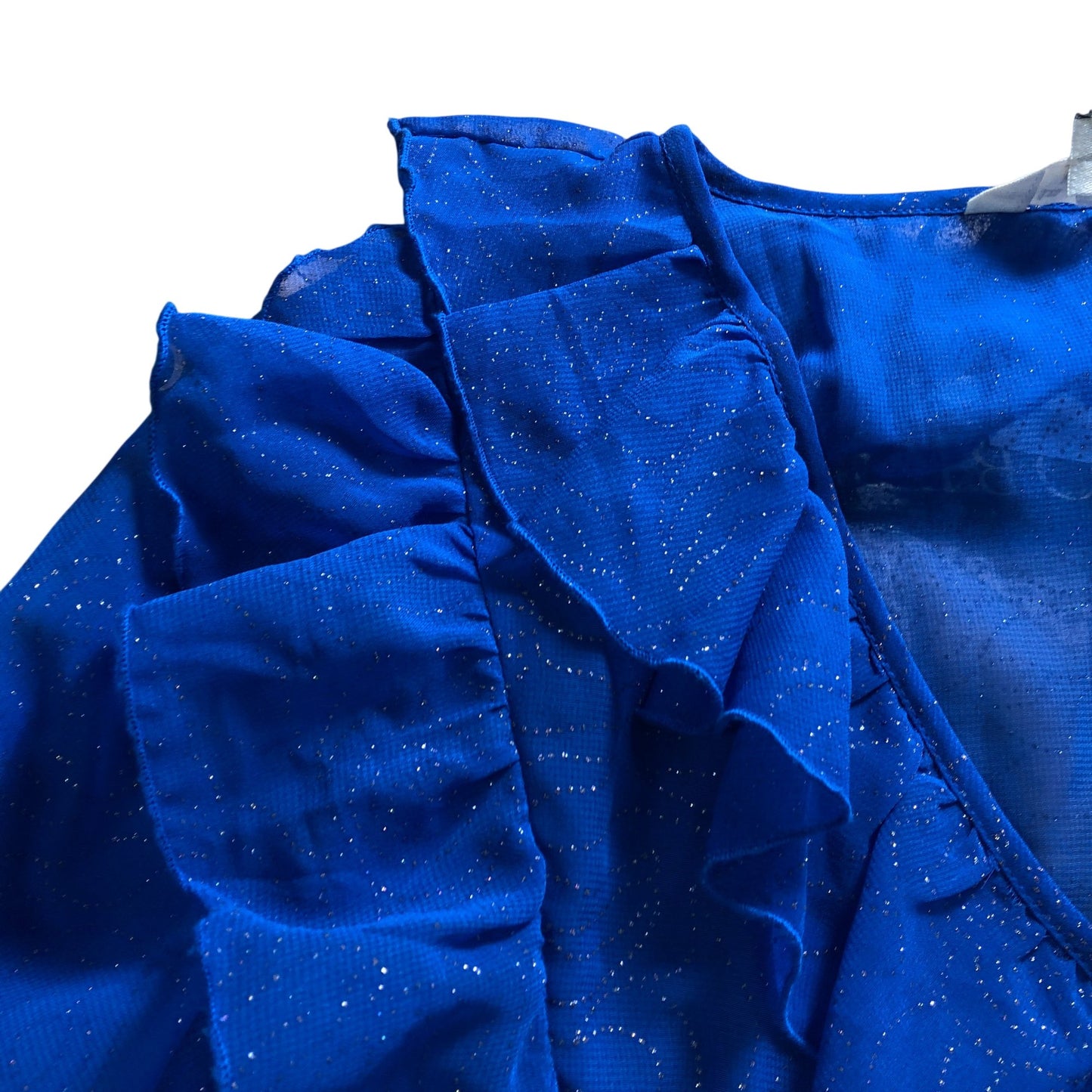 River Island Women's Blue Dress UK8 Ruffle Detail Long Sleeve Party Dress