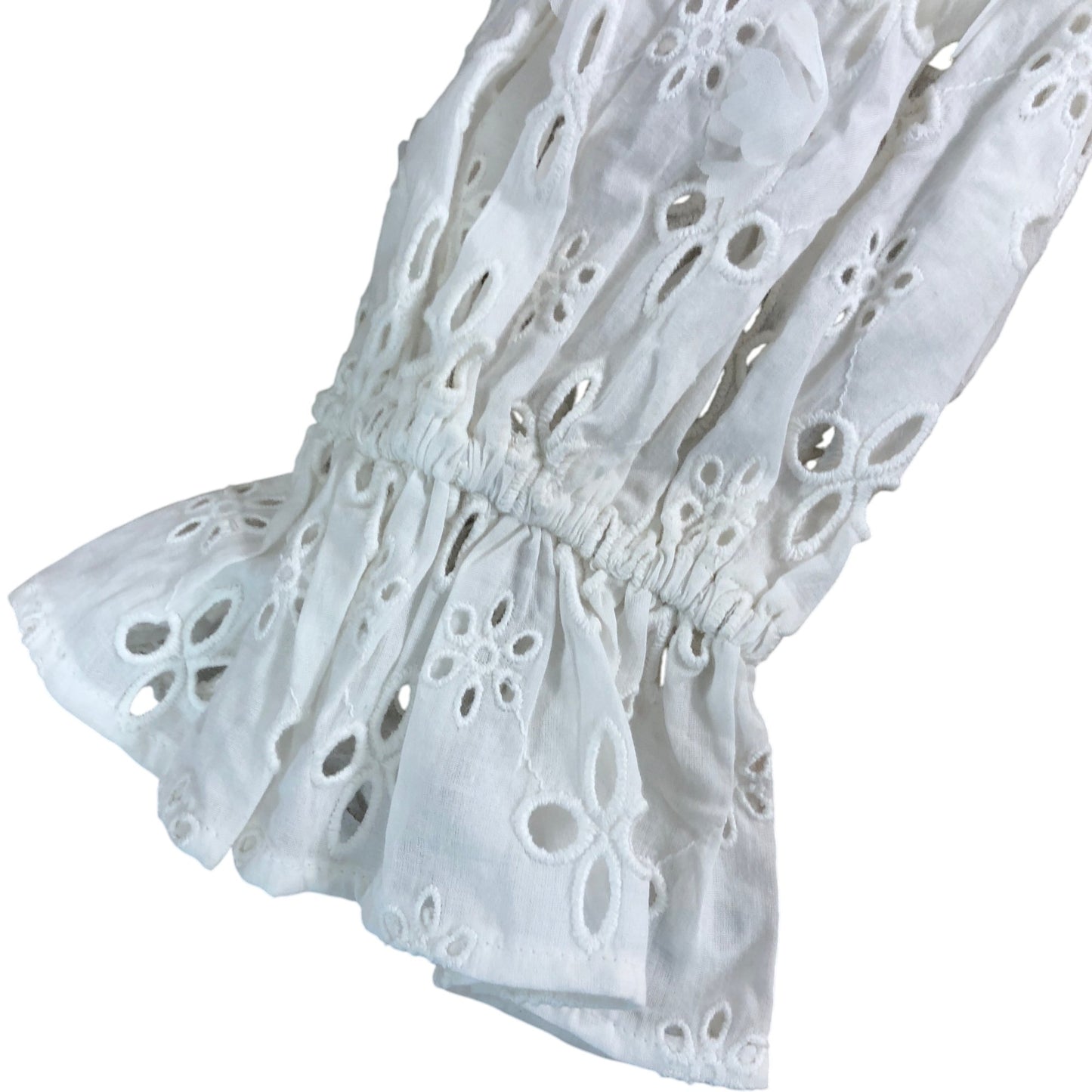 River Island UK6 Women's White Embroidered Blouse Long Sleeve Peplum Top