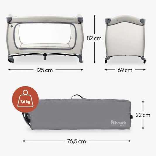 Hauck Sleep N Easyfold Portable Travel Crib Baby Bed Grey Lightweight Compact
