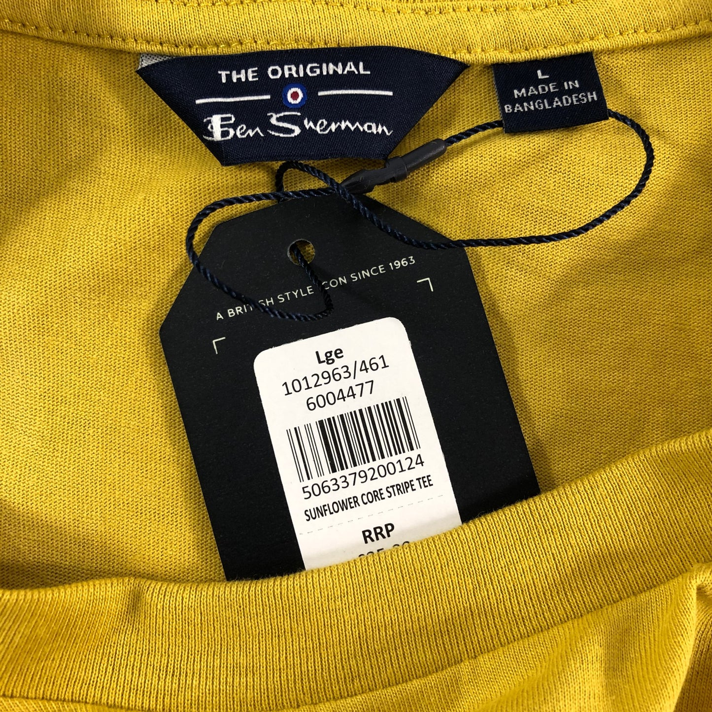 Ben Sherman Large Sunflower Core Stripe Tee Men's Cotton T-Shirt Yellow