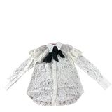 Branded White Tie Neck Lace Ruffle Shirt - Size 8