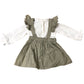 Girls Pinafore Dress With Top 6-12 Months Ruffled Long Sleeve Olive Green