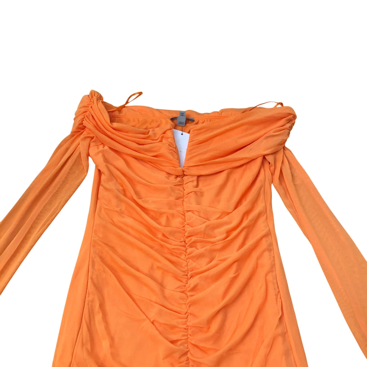 River Island Off Shoulder Long Sleeve Dress Women's Orange Gathered