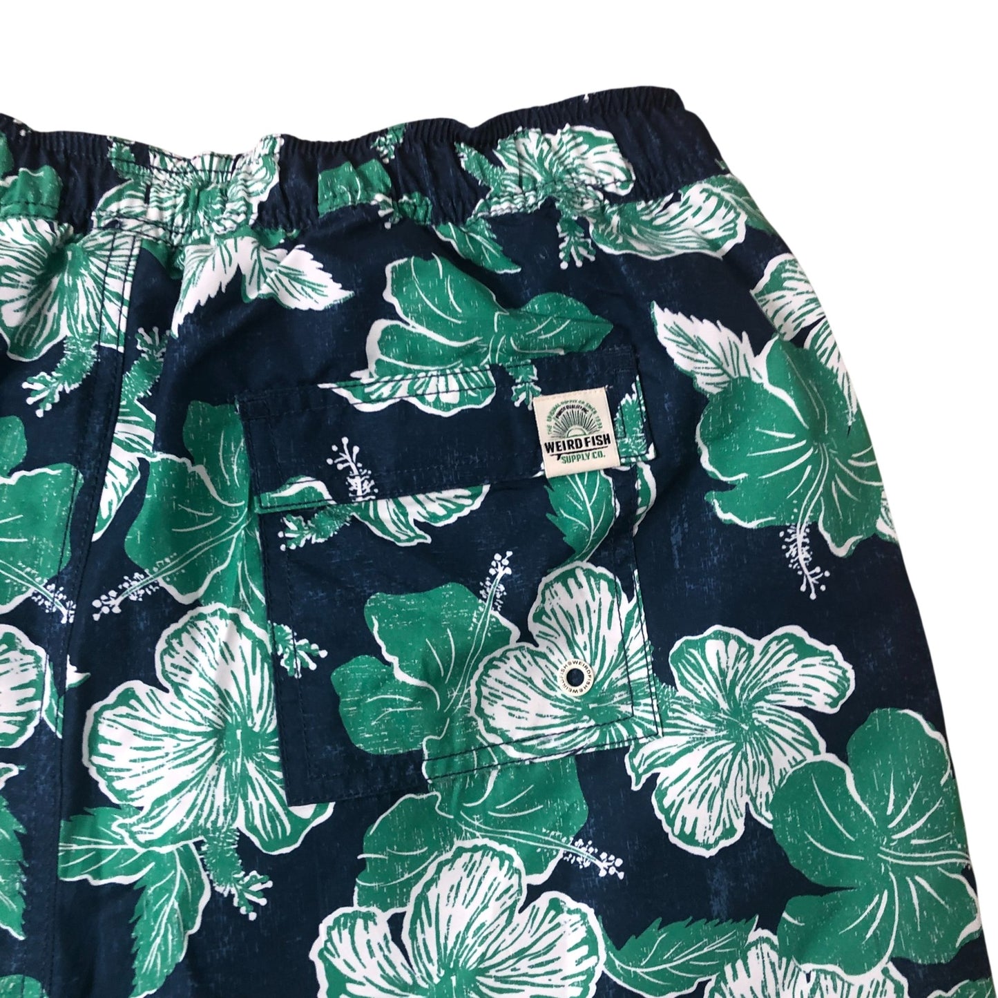 Weird Fish Bellukha 34 Men's Swim Shorts Green Floral Print Recycled Polyester