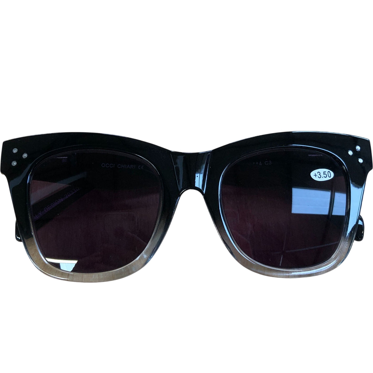Occi Chiari C3 Cat Eye Black Hombre Reading Sunglasses +3.50 Magnification