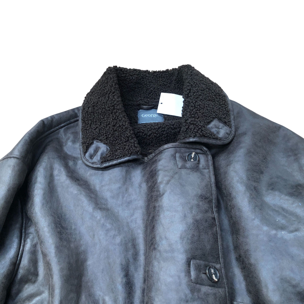 Women's Brown Faux Leather Jacket Casual Coat XXL UK24-26