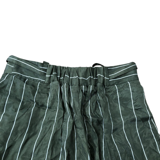 Striped Trousers XS Long Women's Pleated Lightweight Green Fabric