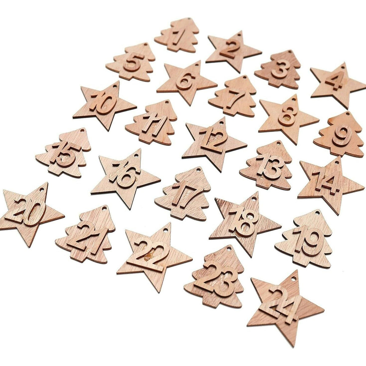 Wooden Number Christmas Countdown DIY Calendar 48 Pieces