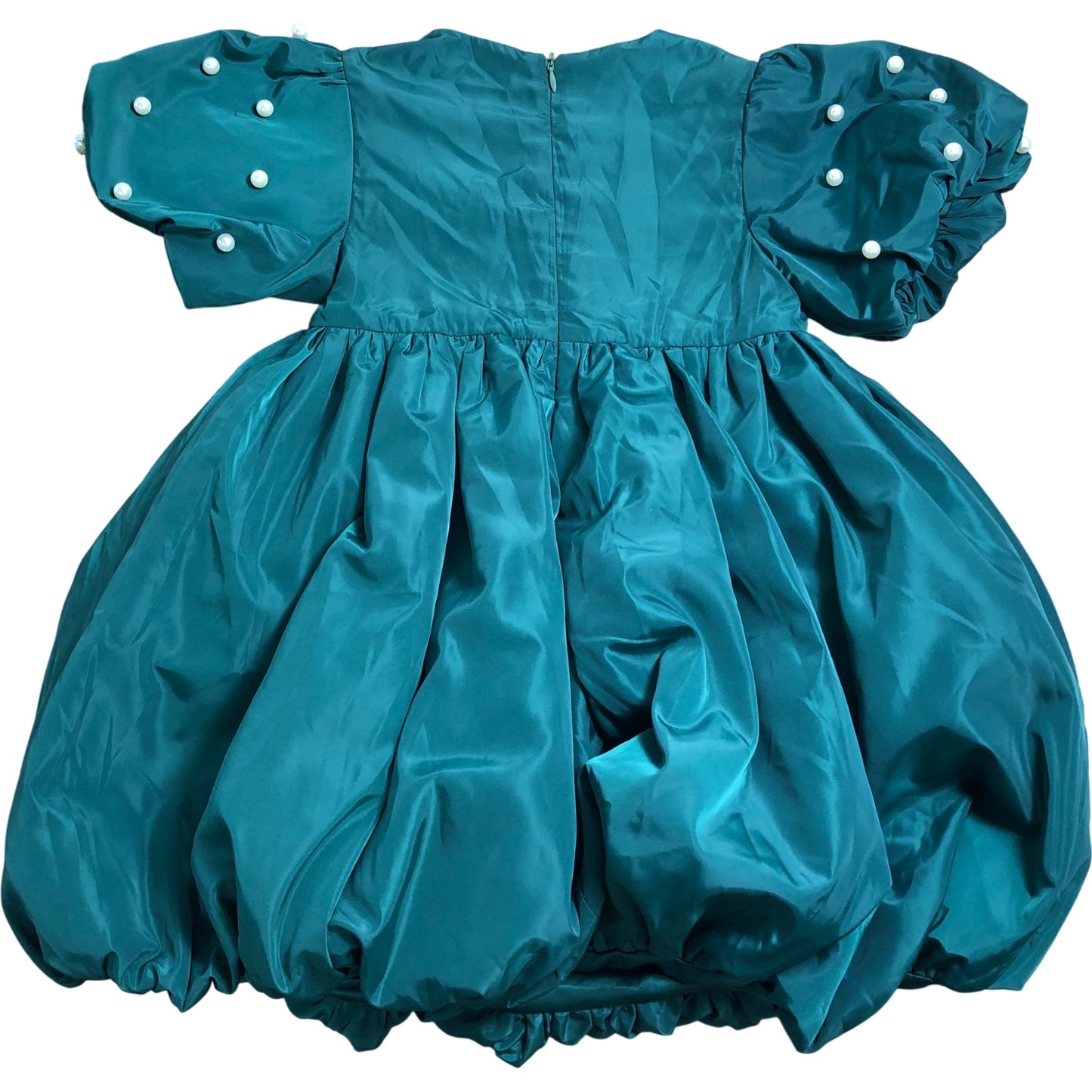Branded 6Y Girls Puff Sleeve Dress Green Ball Gown