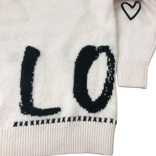 Cream Wool Blend Graphic Love Jumper Size S