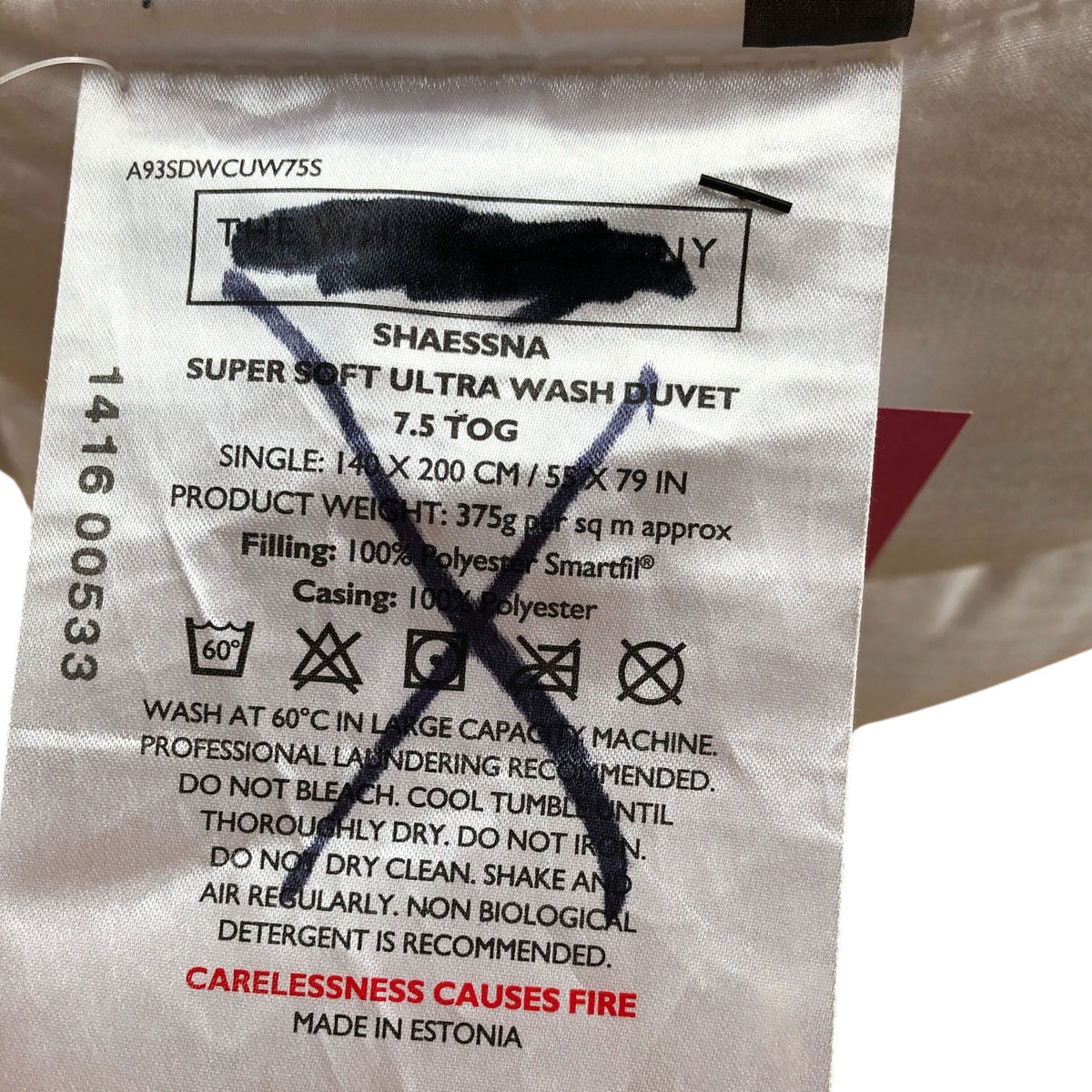 Super Soft Ultra Wash Single Duvet Down Alternative 7.5 Tog