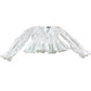 River Island White Peplum Top UK6 Women's Embroidered Long Sleeve Blouse