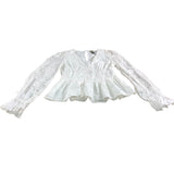 River Island White Peplum Top UK6 Women's Embroidered Long Sleeve Blouse