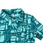 Kids Short Sleeve Shirt Age 6 Years Green Geometric Print