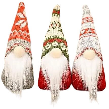 Set of 3 Decorative Seasonal Christmas Gonks 18cm