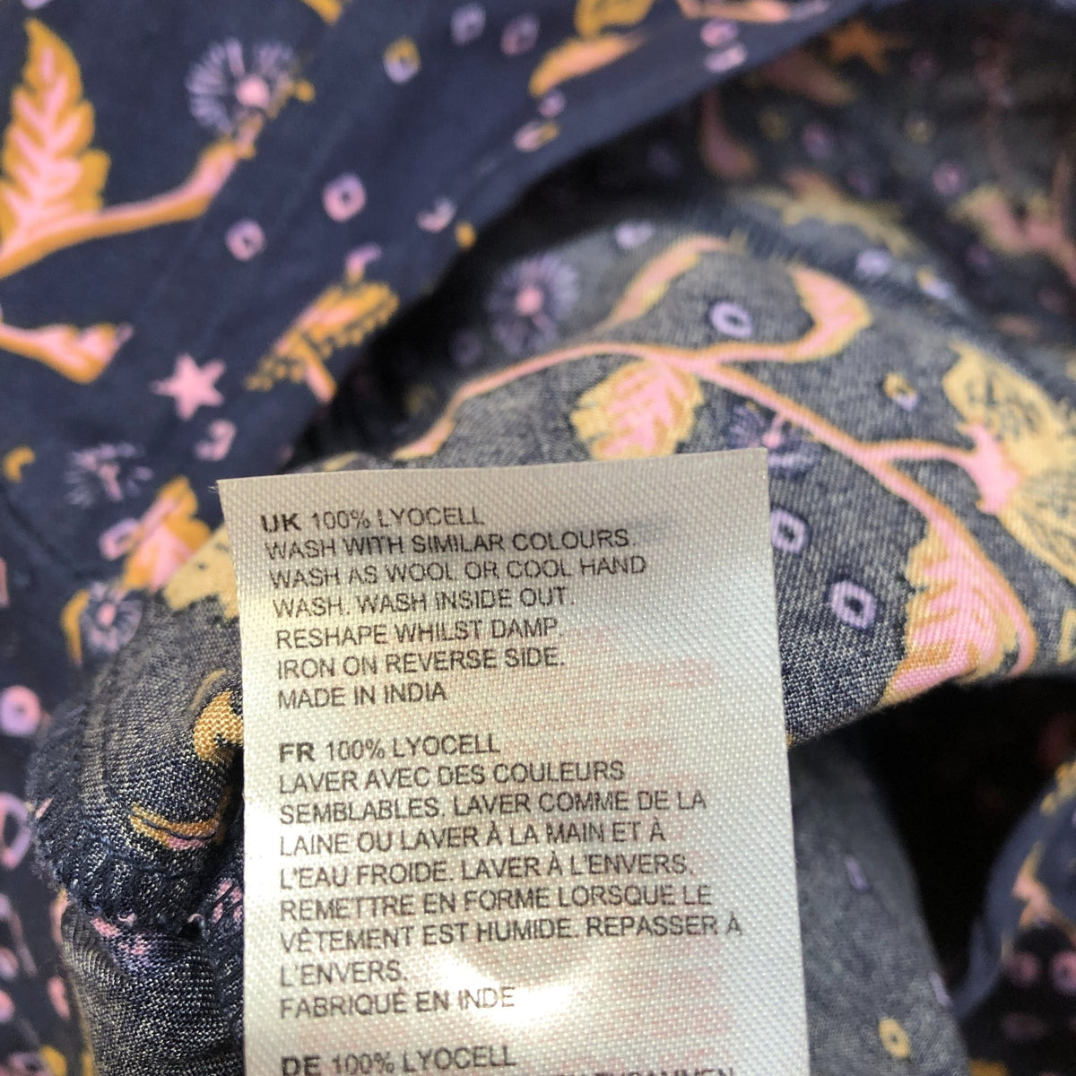 Floral Print Jumpsuit Girls Long Sleeve Lyocell Navy Blue