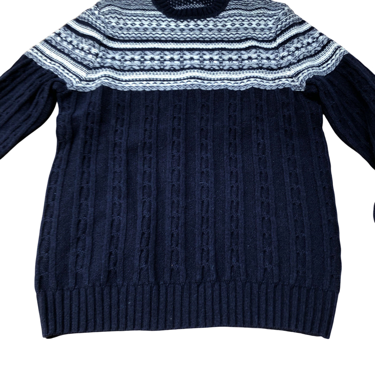Men's Navy Blue Fair Isle Lambswool Sweater Size Small