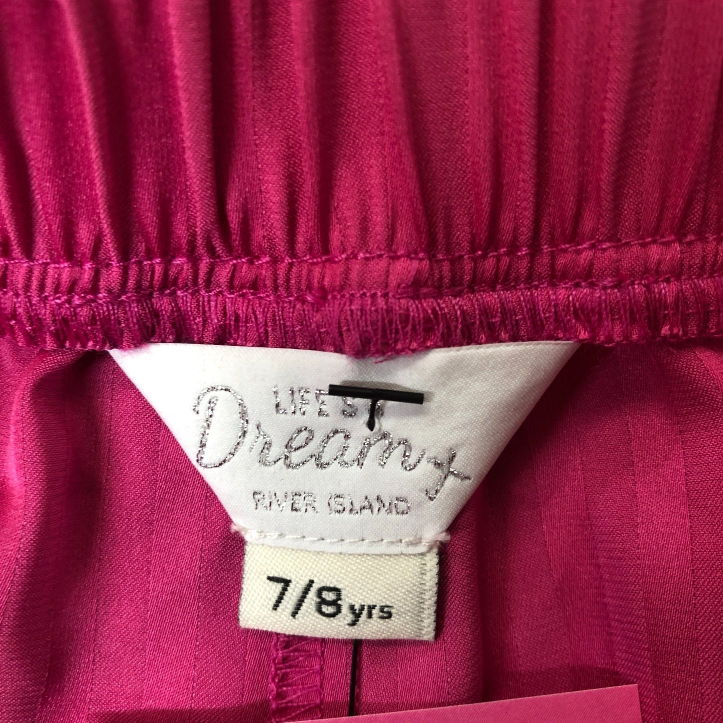 River Island PJ Shorts Size 7-8 Years Girls Pink Elasticated Waist Floral Lace