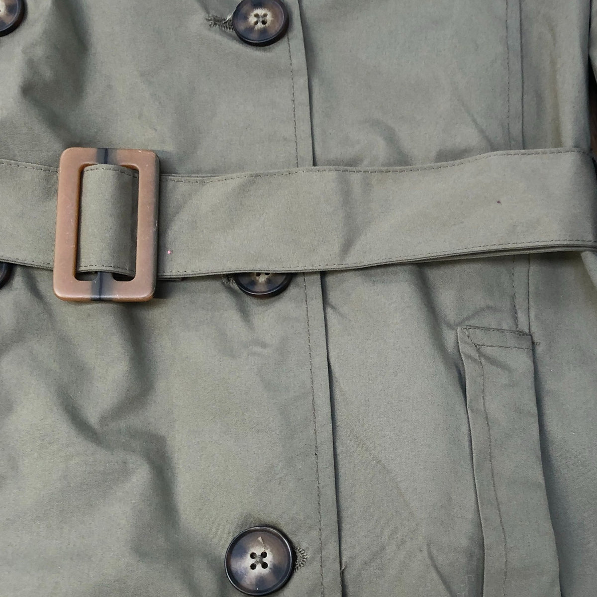 Brave Soul Olive Green Double Breasted Belted Trench Coat Size 8