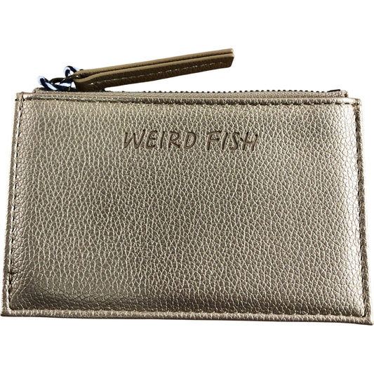 Weird Fish Wallet Vegan Leather Gold Zip Closure Card Holder