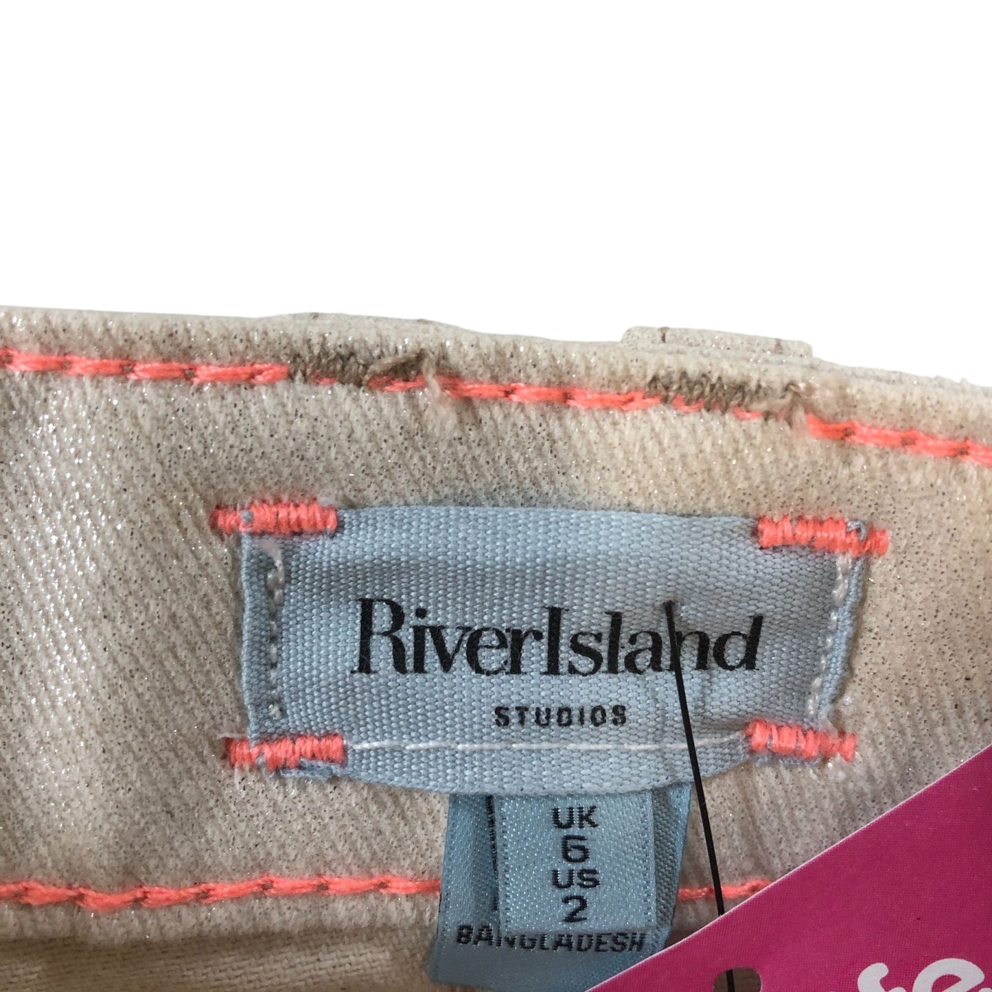 River Island Studios Metallic Skirt UK6 Women's Mini Style 100% Cotton