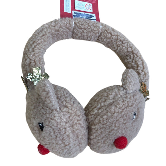Kids Reindeer Earmuffs Soft Plush Christmas Accessory