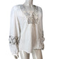 White Embroidered Blouse Women's Size 16 Lightweight Long Sleeve Top
