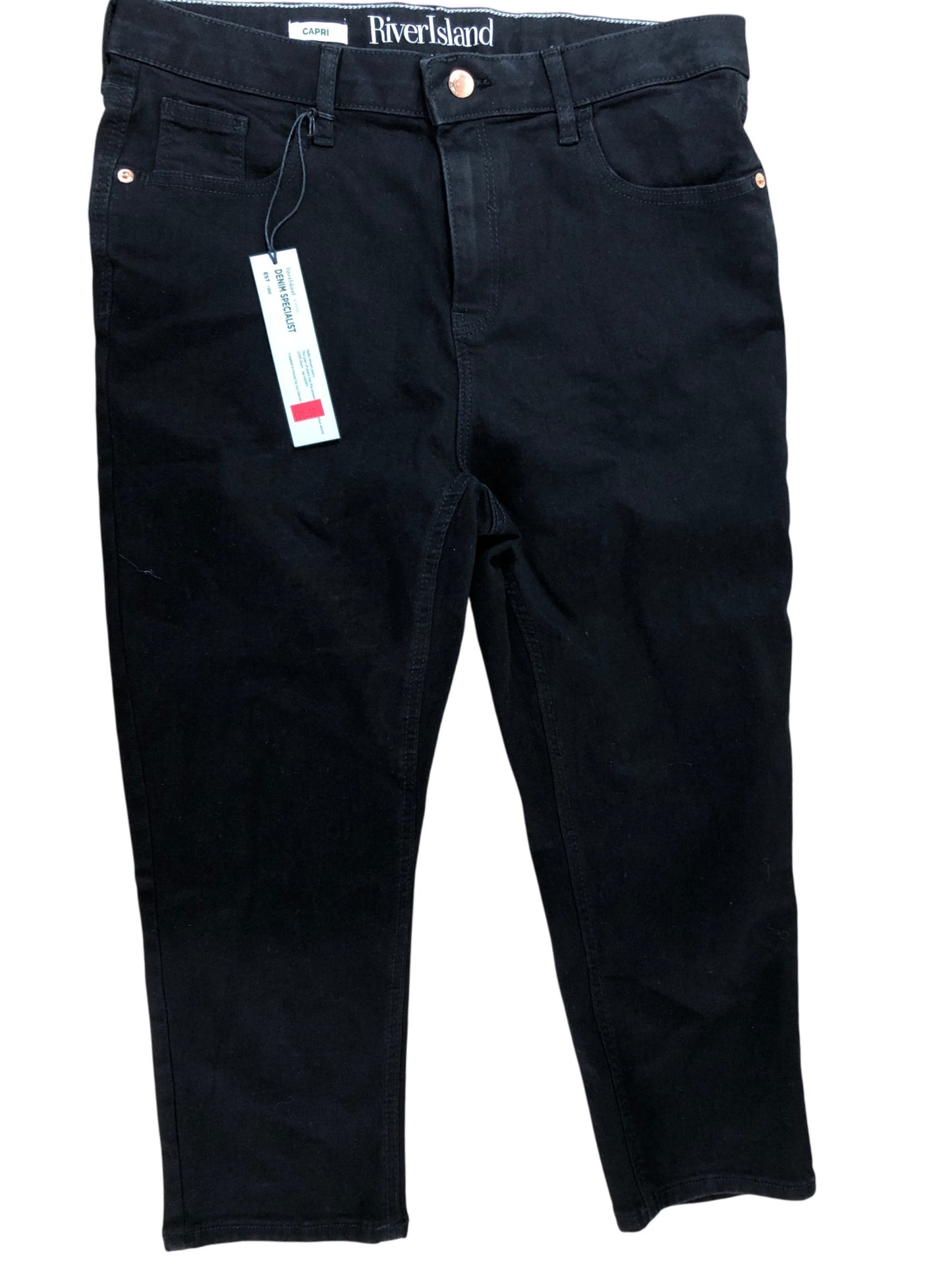 River Island Capri Jeans UK14 Women's Black Radical Romance Denim Trousers