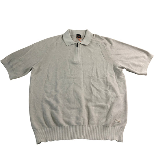 Boss Men’s Short Sleeve Polo Shirt M Zip Neck Knit Top Light Grey Size M