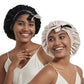 Hat Hut Satin Sleeping Bonnet Curly Hair Double Layer Reversible Champagne/Black