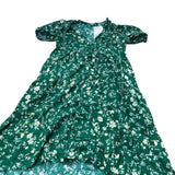 Baukjen Floral Print Dress Green UK Women's Short Sleeve Button Up Size 12