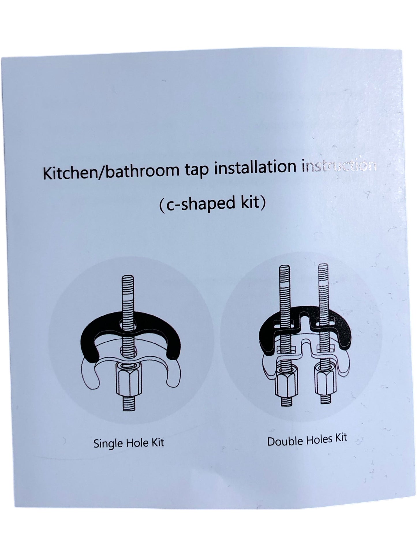Kitchen Sink Tap Monobloc Black Mixer Tap Single Hole C Shaped Installation Kit