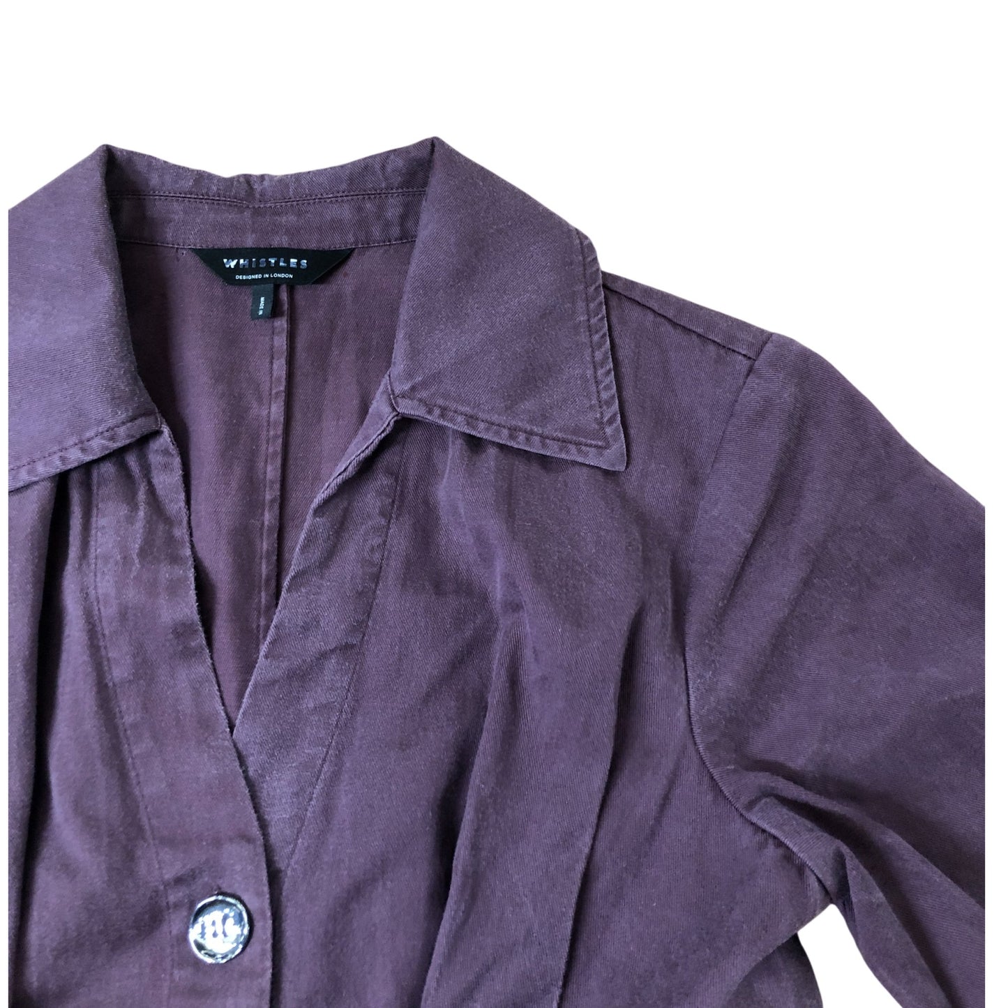 Purple Button Up Midi Dress UK6 Women's Short Sleeve Lyocell Blend