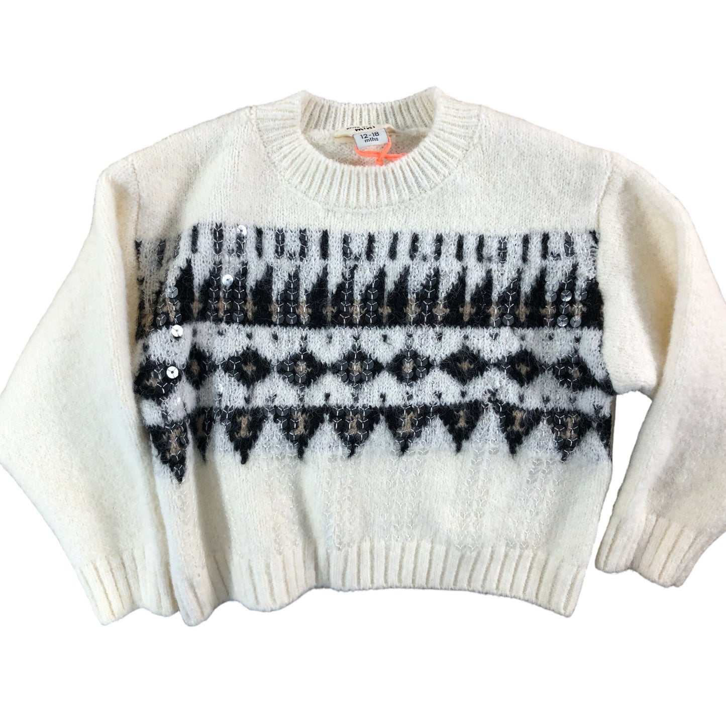 RIVER ISLAND Girls Cream Patterned Sweater Size 12-18 Months Soft Knit