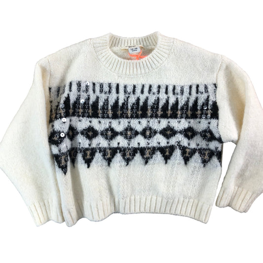 RIVER ISLAND Girls Cream Patterned Sweater Size 12-18 Months Soft Knit