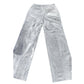 Branded Silver Leather Trousers UK12 Women's Stylish Casual Wide Leg